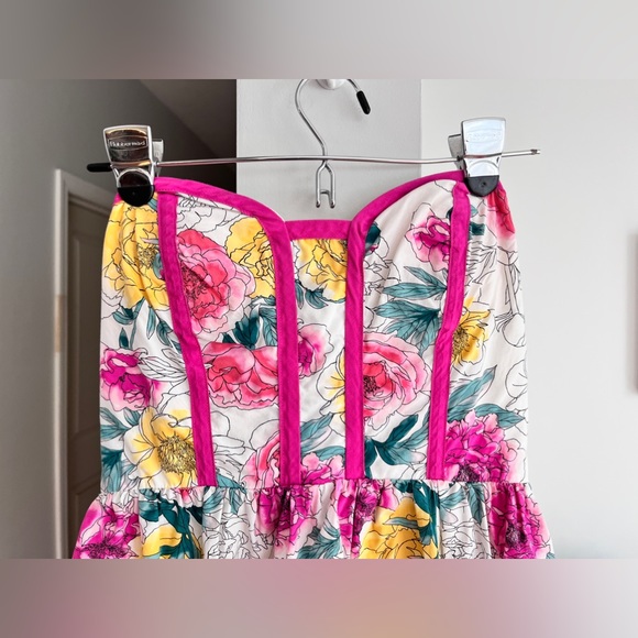 KANDY KISS Floral Print Strapless Fit And Flare Mini Dress - Picture 2 of 5